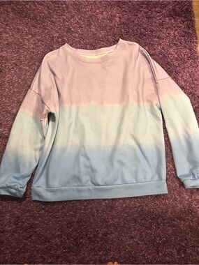Lightweight Pastel Ombre Sweatshirt - Pink to Light Blue Size XL